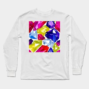 Abstract Gems, precious stones, patchwork, colorful, geometrical,seamless patterns Long Sleeve T-Shirt